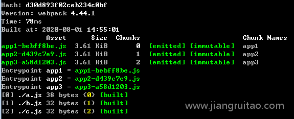 hash、chunkhash和contenthash，用chunkhash后不同 Webpack教程 姜瑞涛的官方网站